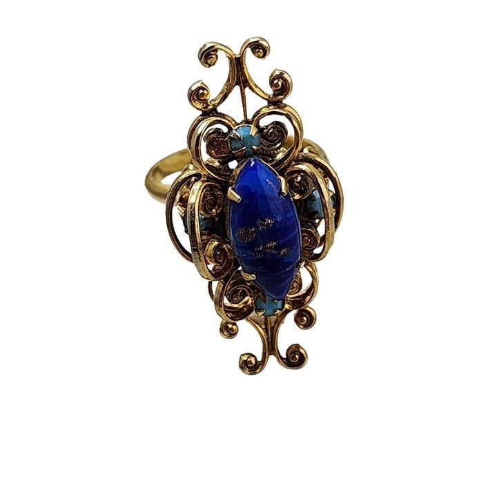 Vintage NOS Adjustable Glass Stone Ring (A2594)