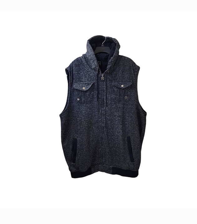 Blue Gear Winter Fleece Navy Blue Hooded Zip Up Vest Men 5XL Speckled White