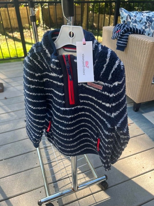 NEW 4T Toddler Little Boys Vineyard Vines Break Navy Stripe Sherpa SuperShep NWT