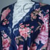 Vintage LORRAINE Floral Kimono Maxi Robe Lace Trim Multicolor Sz.1X Made in USA