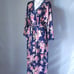 Vintage LORRAINE Floral Kimono Maxi Robe Lace Trim Multicolor Sz.1X Made in USA