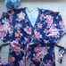 Vintage LORRAINE Floral Kimono Maxi Robe Lace Trim Multicolor Sz.1X Made in USA