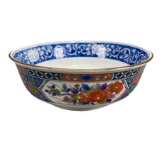 VTG Tiffany & Co Porcelain Bowl Asian Imari Floral Blue White Multi-Color 7.5