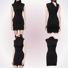RTA Black Holly Twister Jersey Draped Sleeveless Dress Cotton Mini Mockneck 0