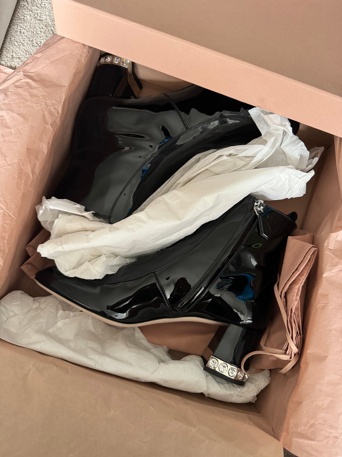 Miu Miu patent leather bootie Black Ankle Boot