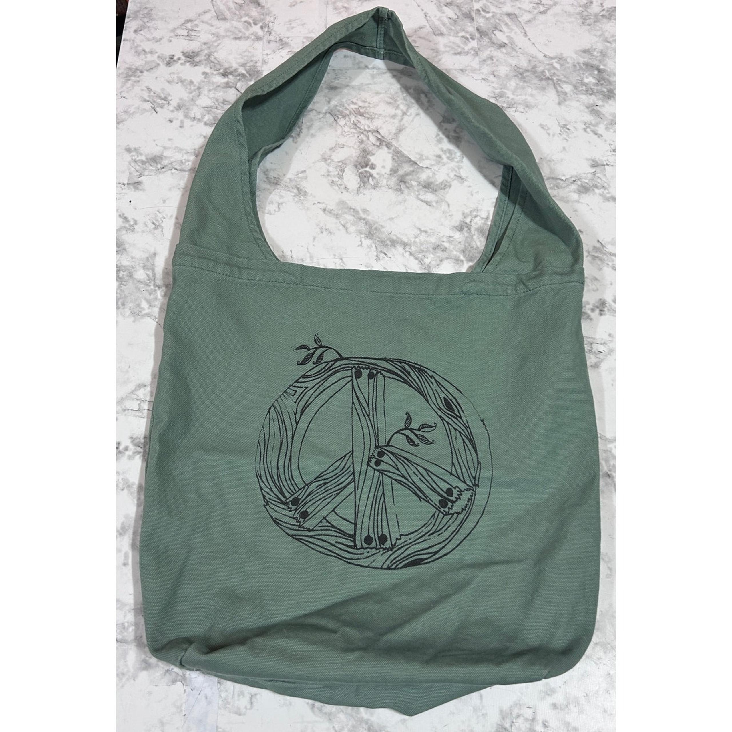 Authentic Pigment Brand Sling Bag Enzyme-Washed Muted Green Single Trap Hobo