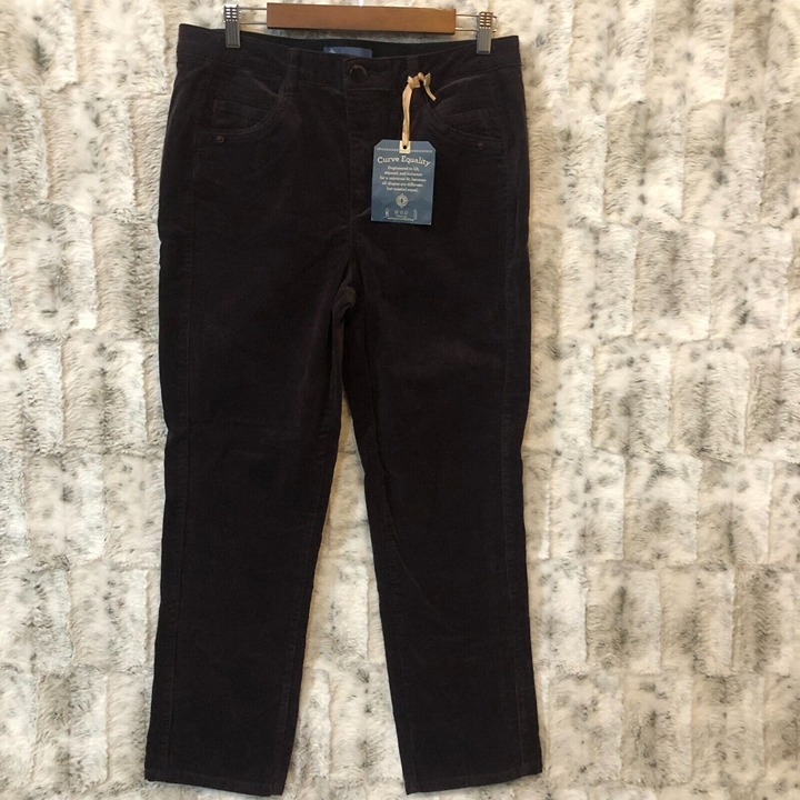 Democracy Ab Solution Corduroy Size 12 Slim Straight Crop Leg Purple High Rise
