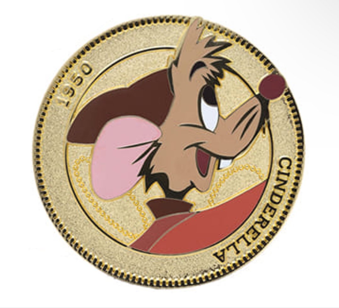 Disney PALM Pink A La Mode Gold Coin 3” Cinderella Jaq Jumbo pin LE 300