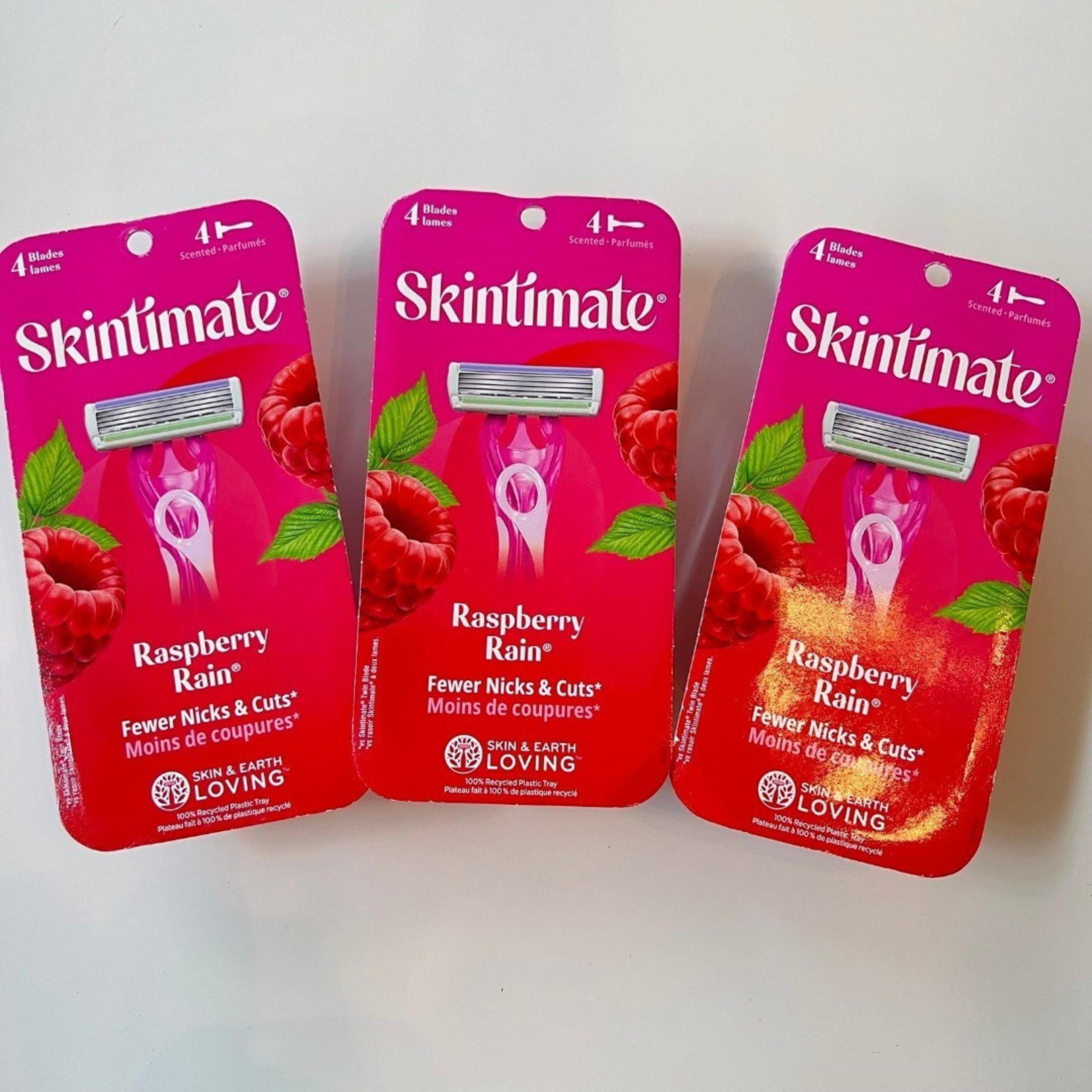 Skintimate Raspberry Rain 4-Blade Women's Razor, 4 Ct - Bundle of 3