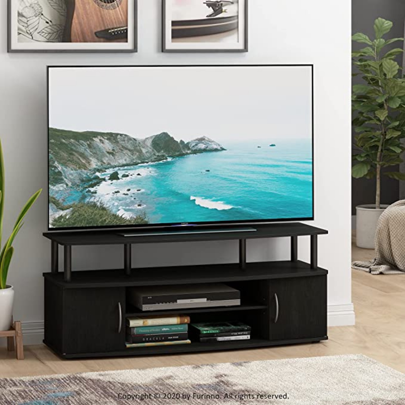 Large Entertainment Stand for TV Up to 55 Inch, Blackwood