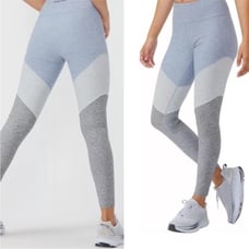 OUTDOOR VOICES Light Dark Blue Grey Colorblock 7/8 Ankle Workout Gym Leggings M