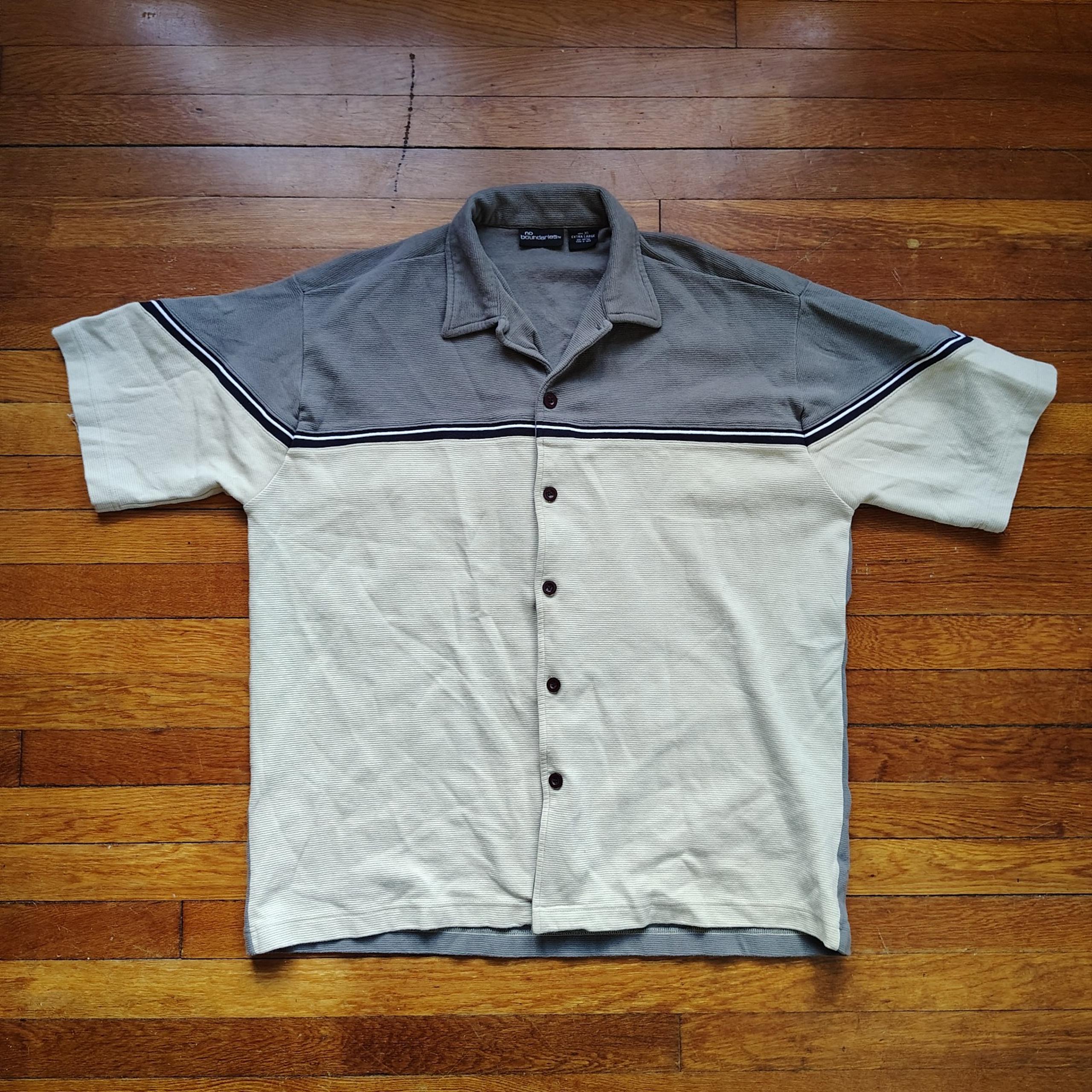 Vintage No Boundaries Button Up Collar Shirt Mens XL Extra Large Y2K Stripe 00s