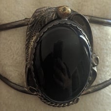 Vintage Black Stone Cuff Bracelet