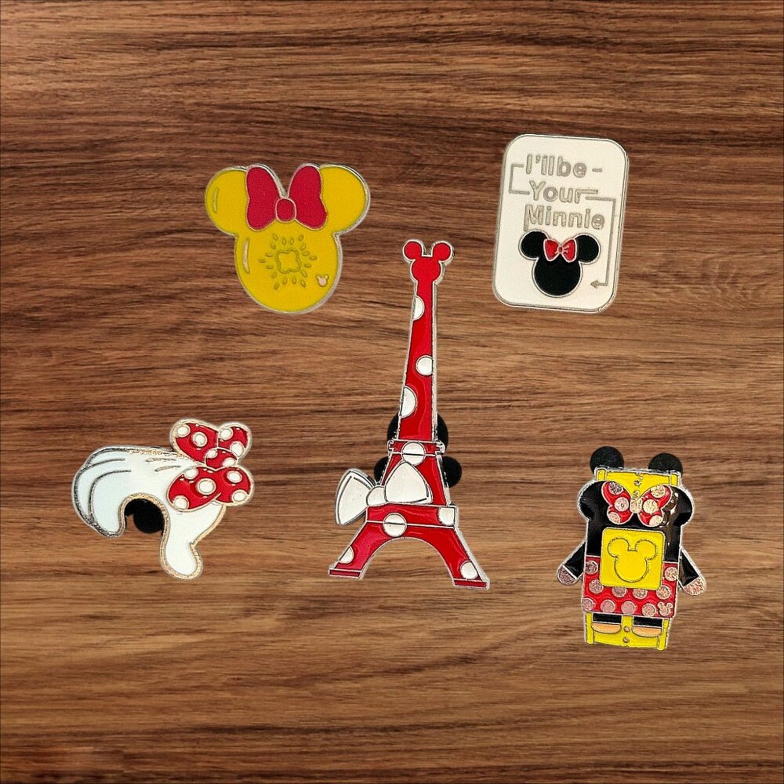 5 Minnie Mouse Disney Parks Trading Pins, Plus 2 Bonus Pins