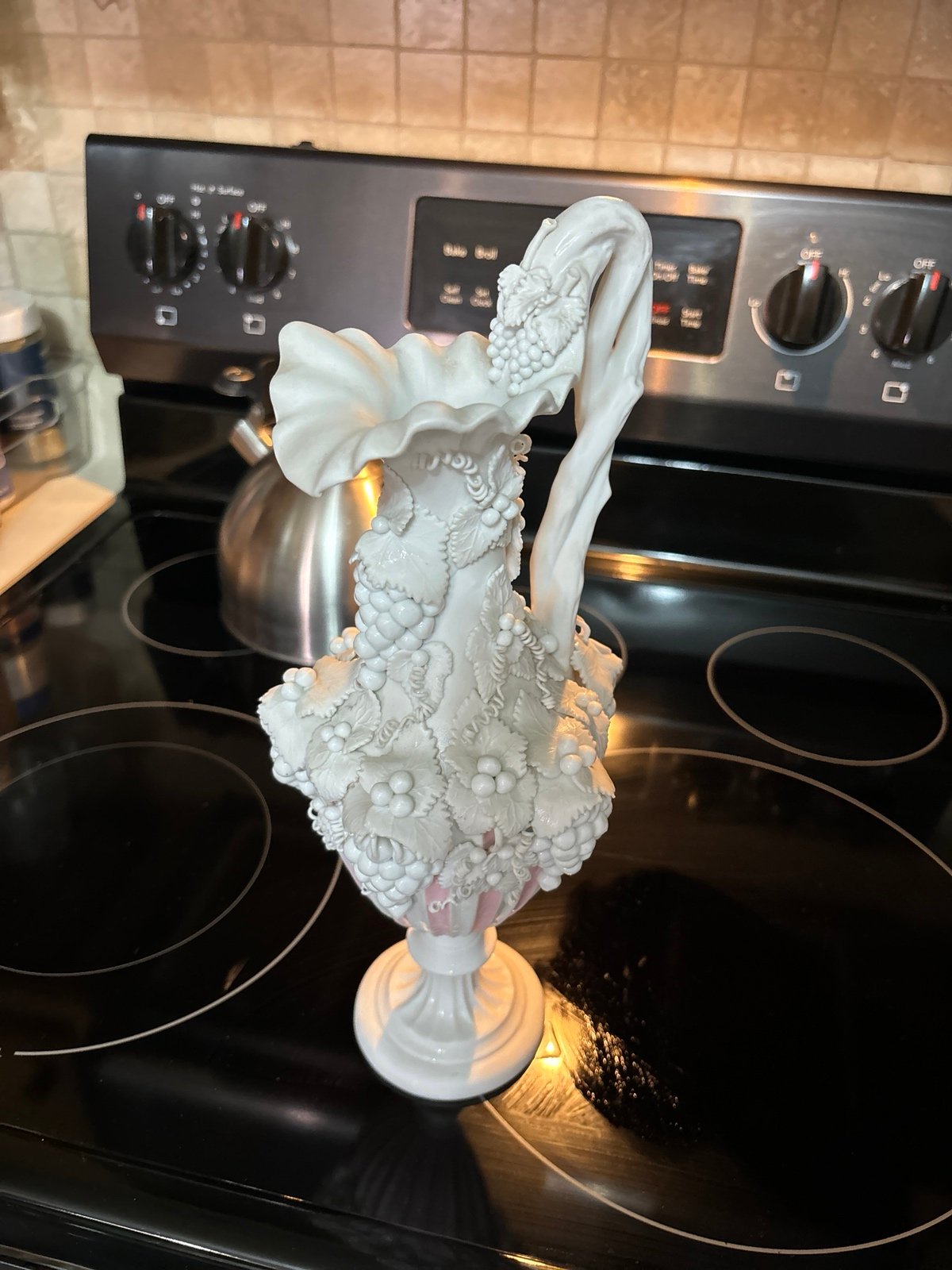 Pastel pink and white grape vine vase