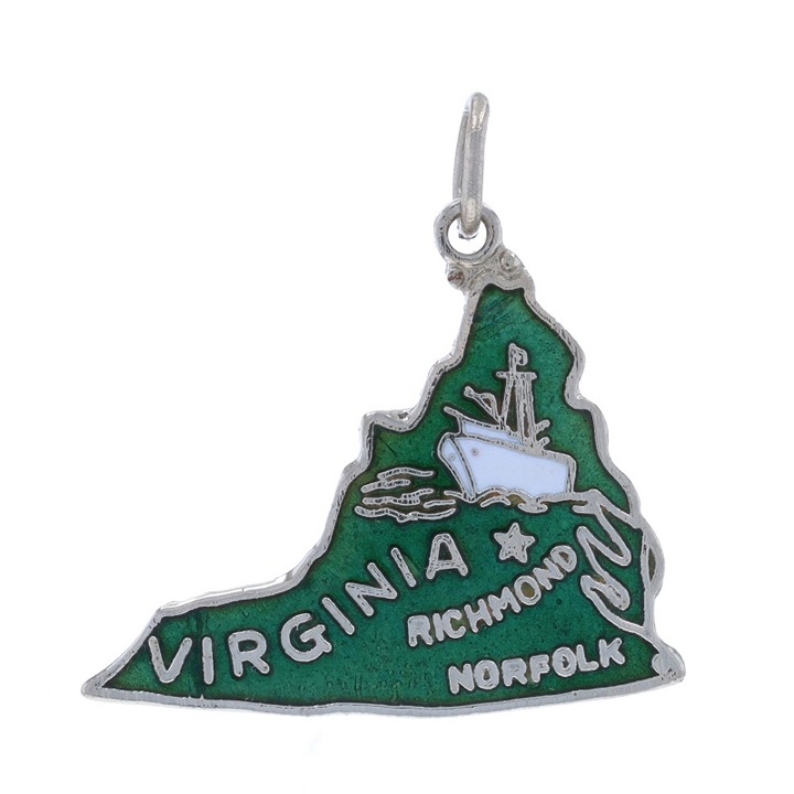 Sterling Silver Vintage Virginia Charm - 925 Enamel US Travel Souvenir LX3356