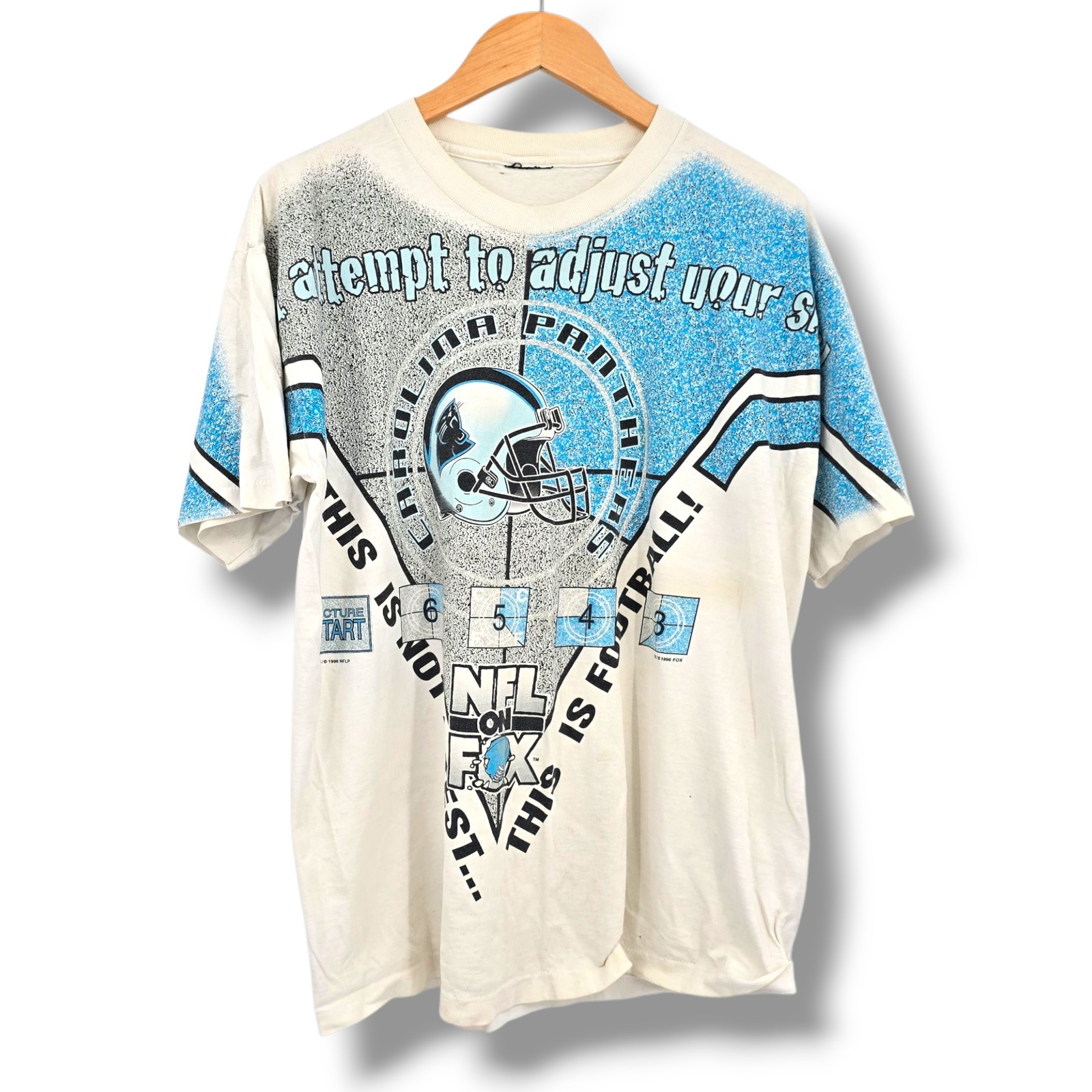 Vintage 1996 Carolina Panthers NFL Football T-Shirt Graphic Print Mens Medium