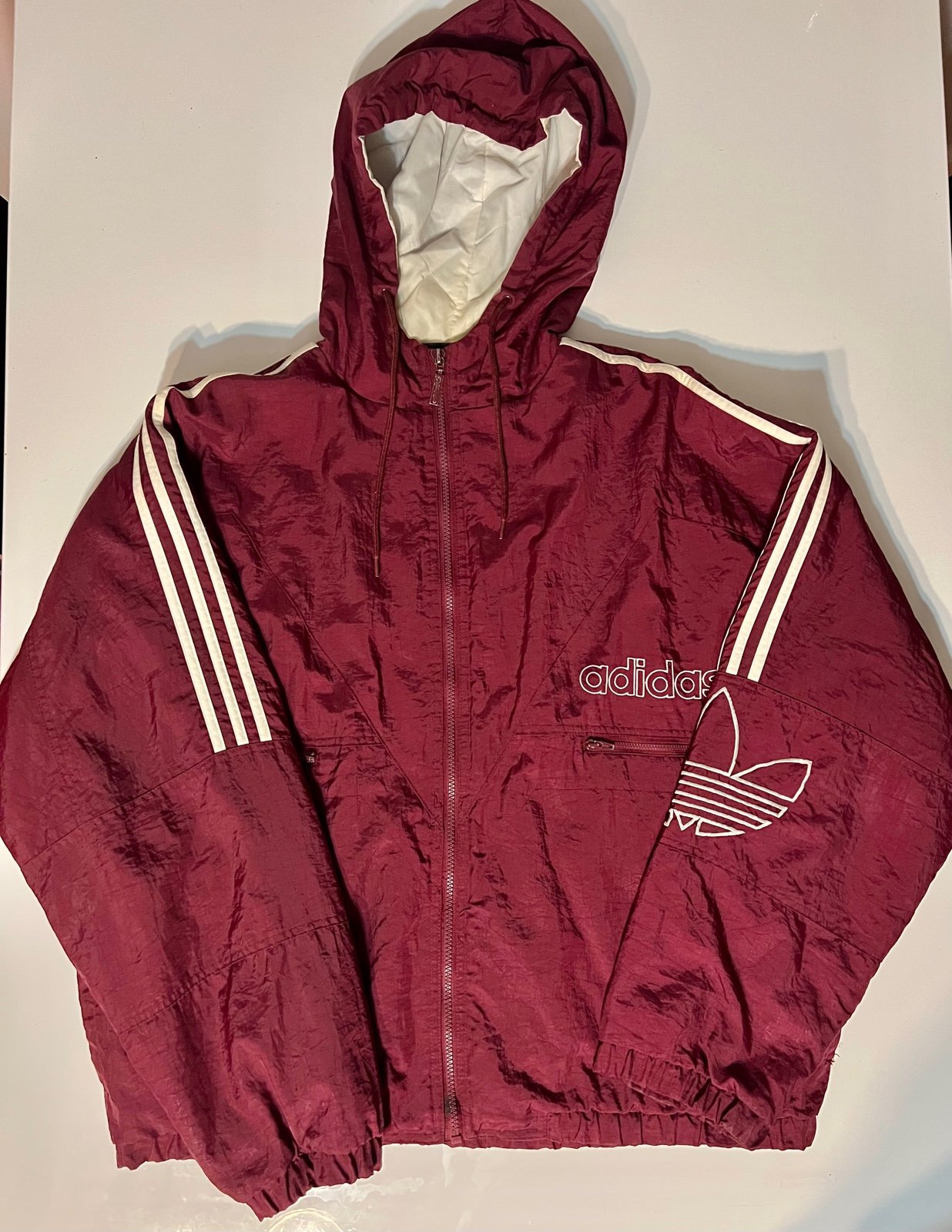 Vintage Adidas 3 stripe hoodie jacket