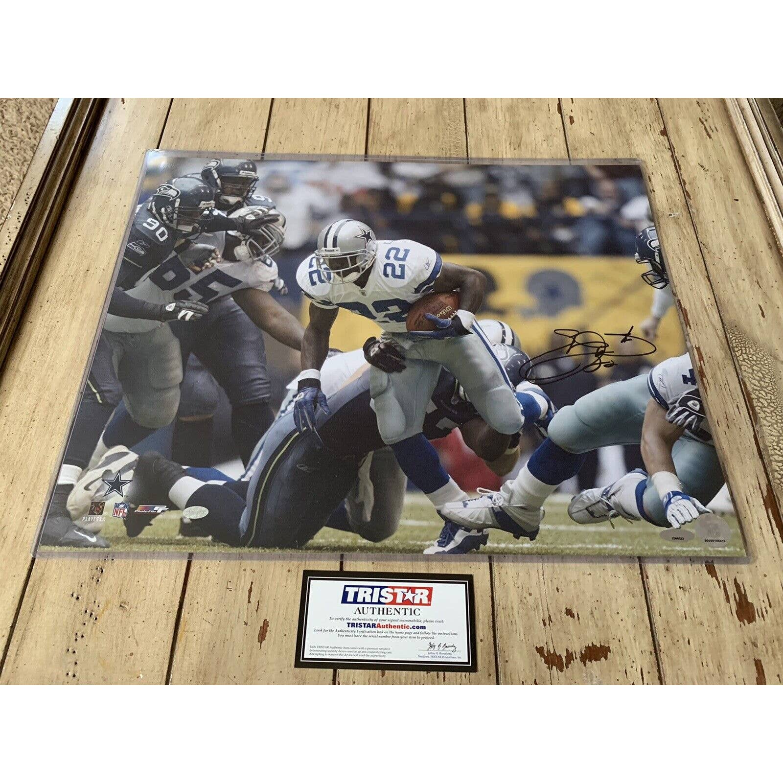 Emmitt Smith Autographed/Signed 16x20 Photo TRISTAR Dallas Cowboys HOF