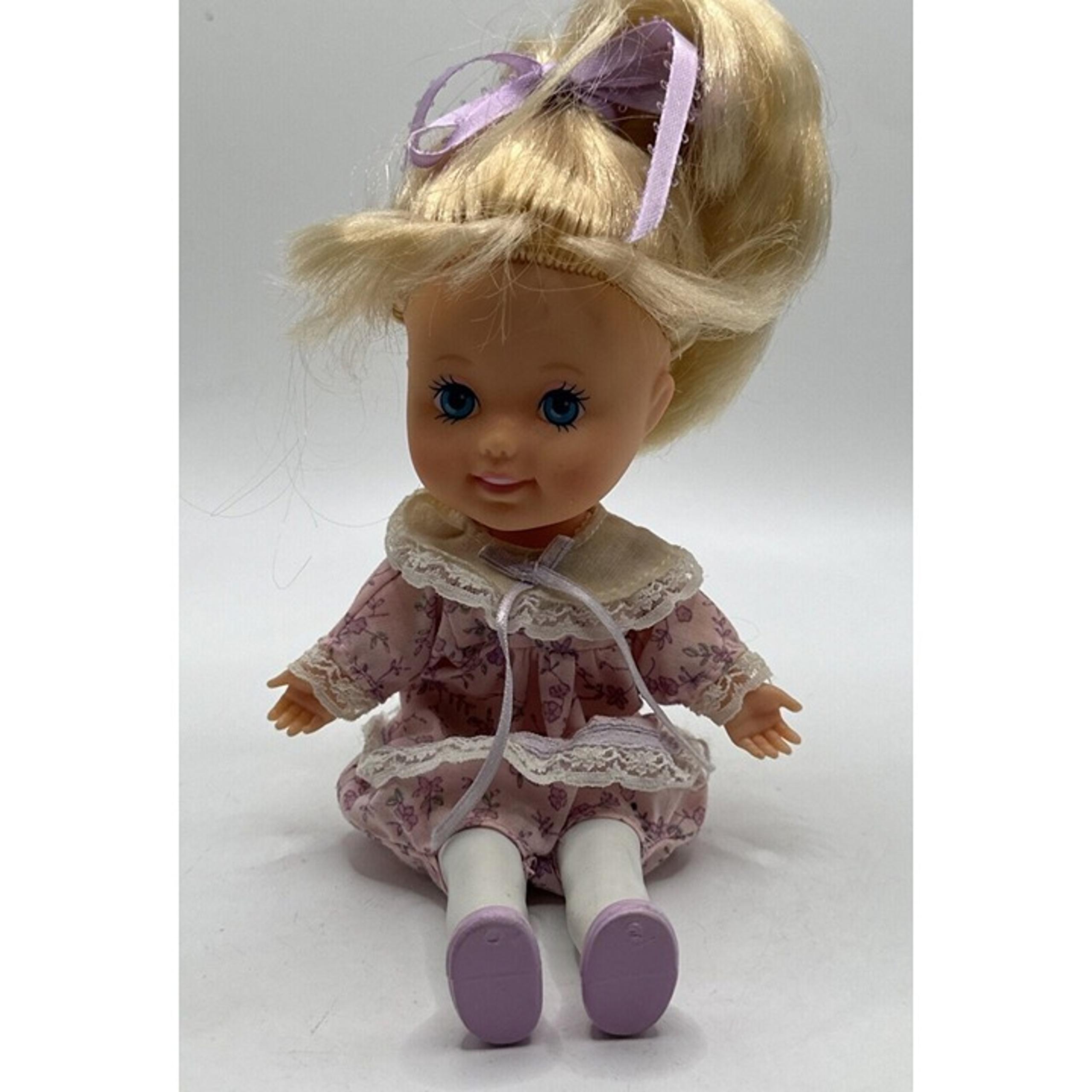 PLAYSKOOL Vintage 1986 SWEETIE POPS Blonde Pigtails DOLL with Floral Outfit Legs