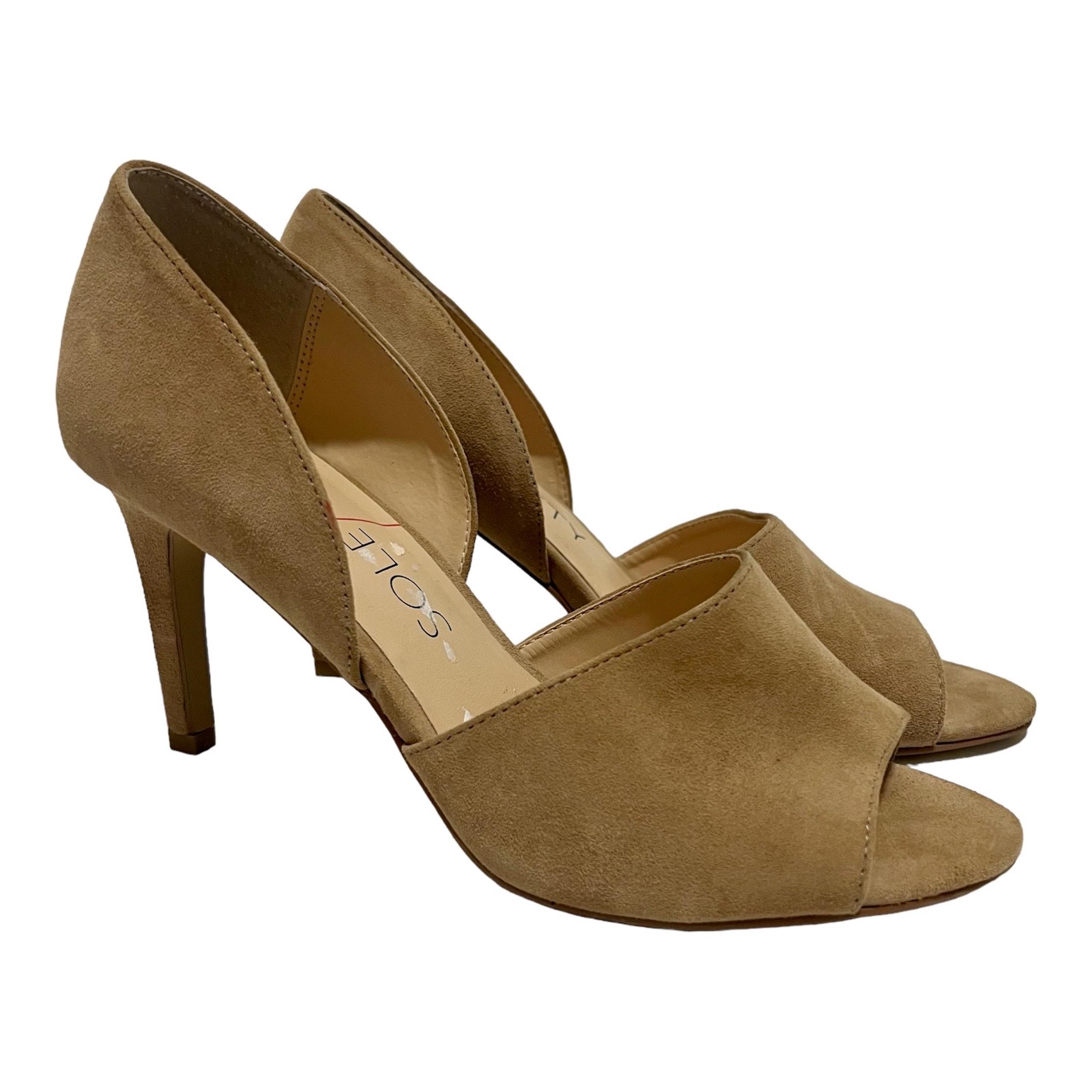 Sole Society heels nude open toe pumps suede 8.5 posy