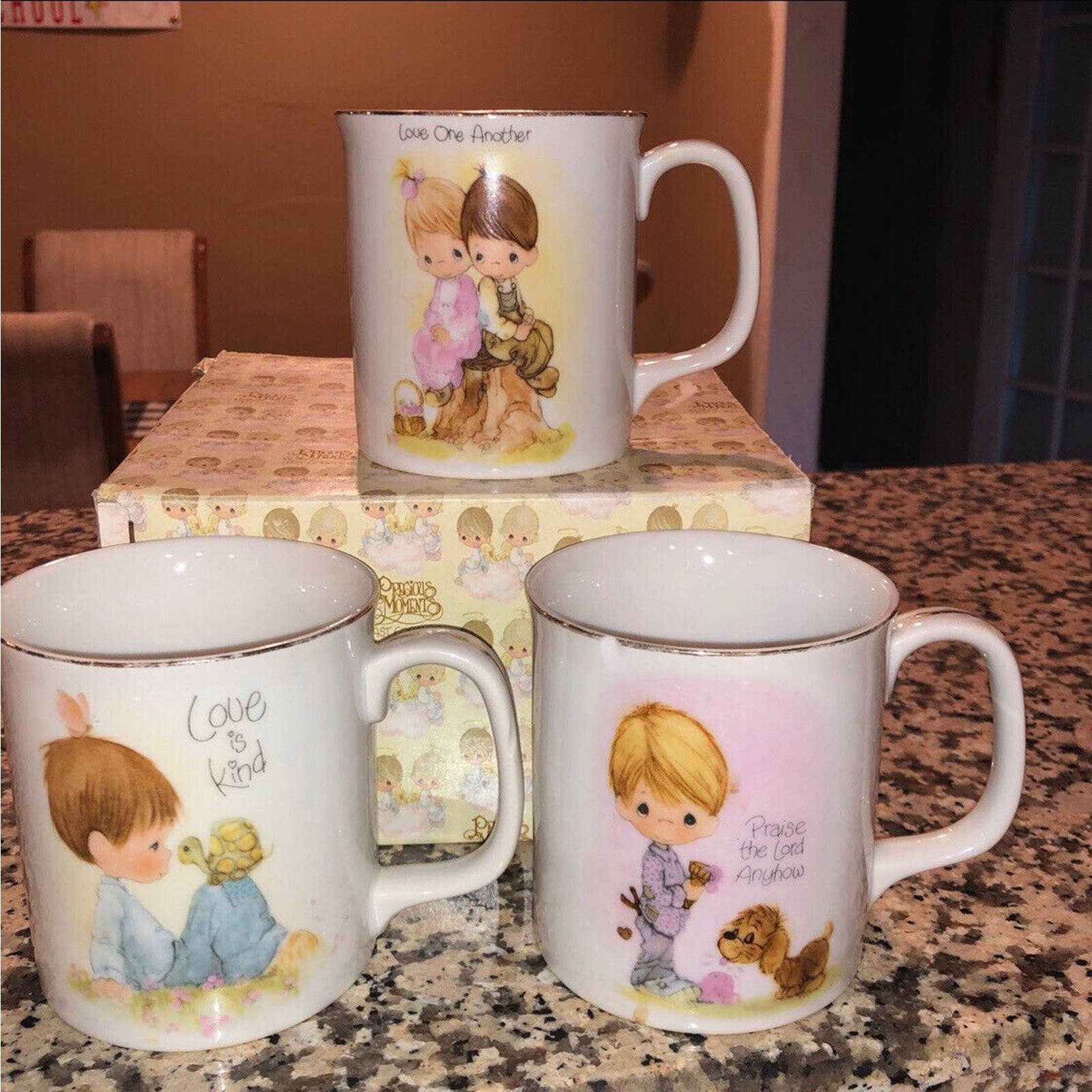 3 Precious Moments Enesco Collectible Coffee Mugs Vintage 1983
