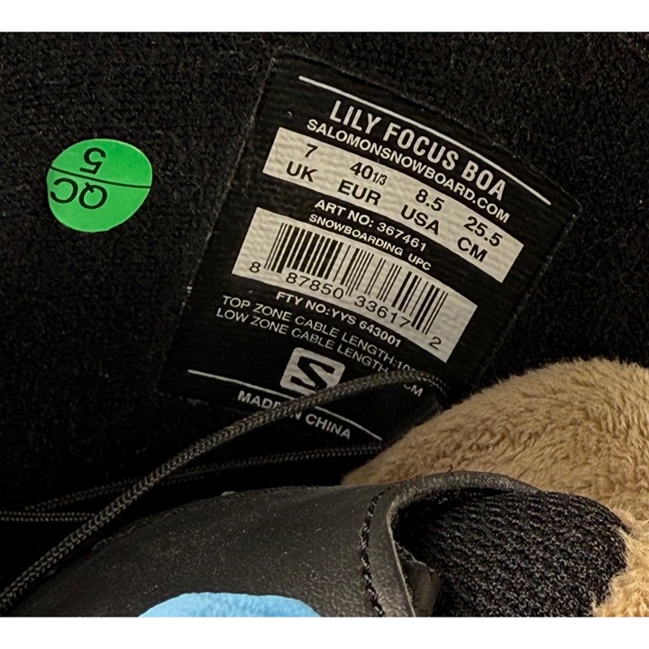 NEW Salomon Lily Focus Boa Black Leopard Print Snowboard
