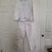 Why White Denim Suit Wo's Sz 8 Rhinestone Embroidered Laced Diamond Pearl Accent