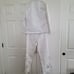 Why White Denim Suit Wo's Sz 8 Rhinestone Embroidered Laced Diamond Pearl Accent
