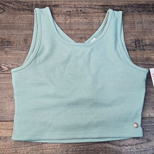 Nwt Roxy Good Keepsake crop tank top criss cross back size xs light green