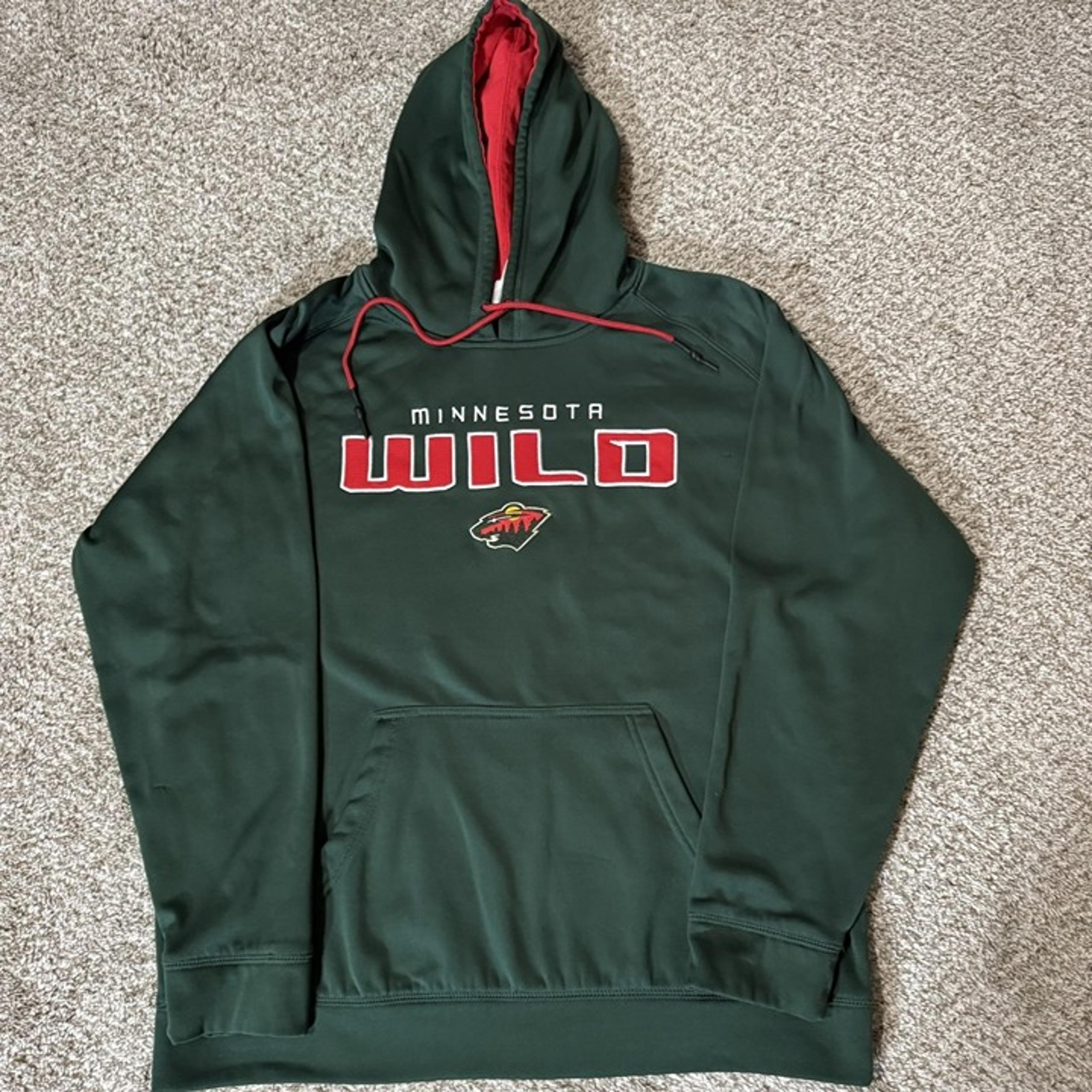 Minnesota Wild Hoodie Mens Large Green NHL Hockey Pullover Sweatshirt Polyester