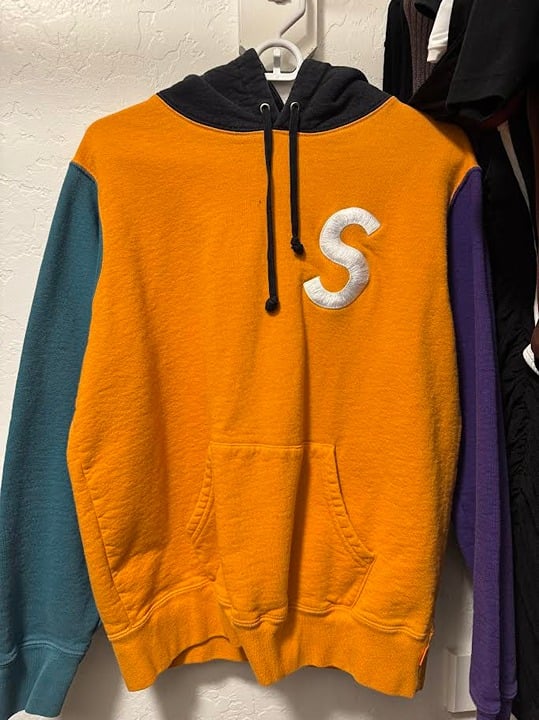 Supreme S Logo Colorblocked Hooded Sweatshirt