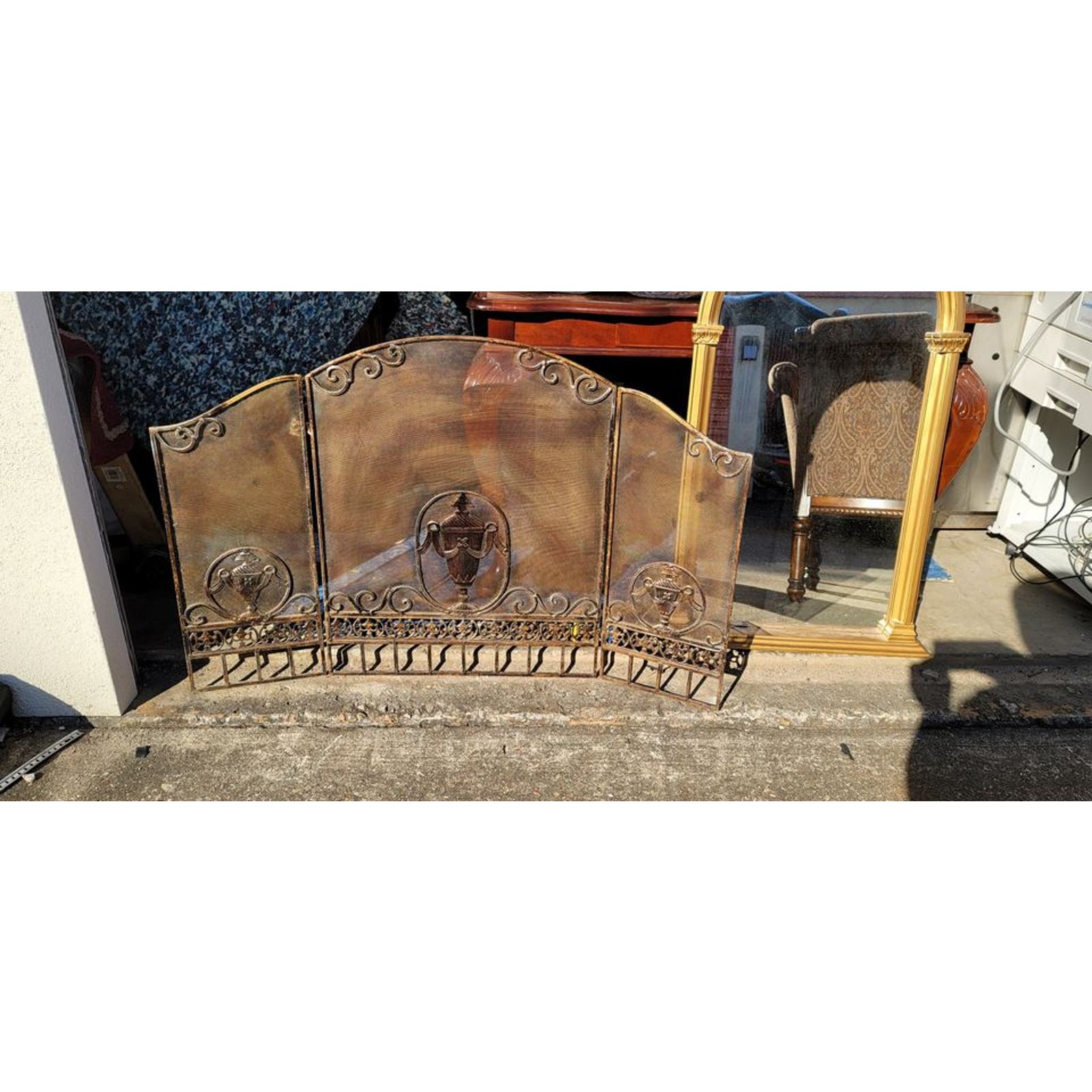 Vintage 3 Folding Metal Fireplace Cover