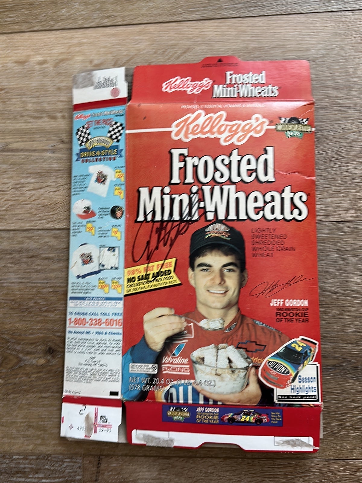 Signed Jeff Gordon Rookie cereal box