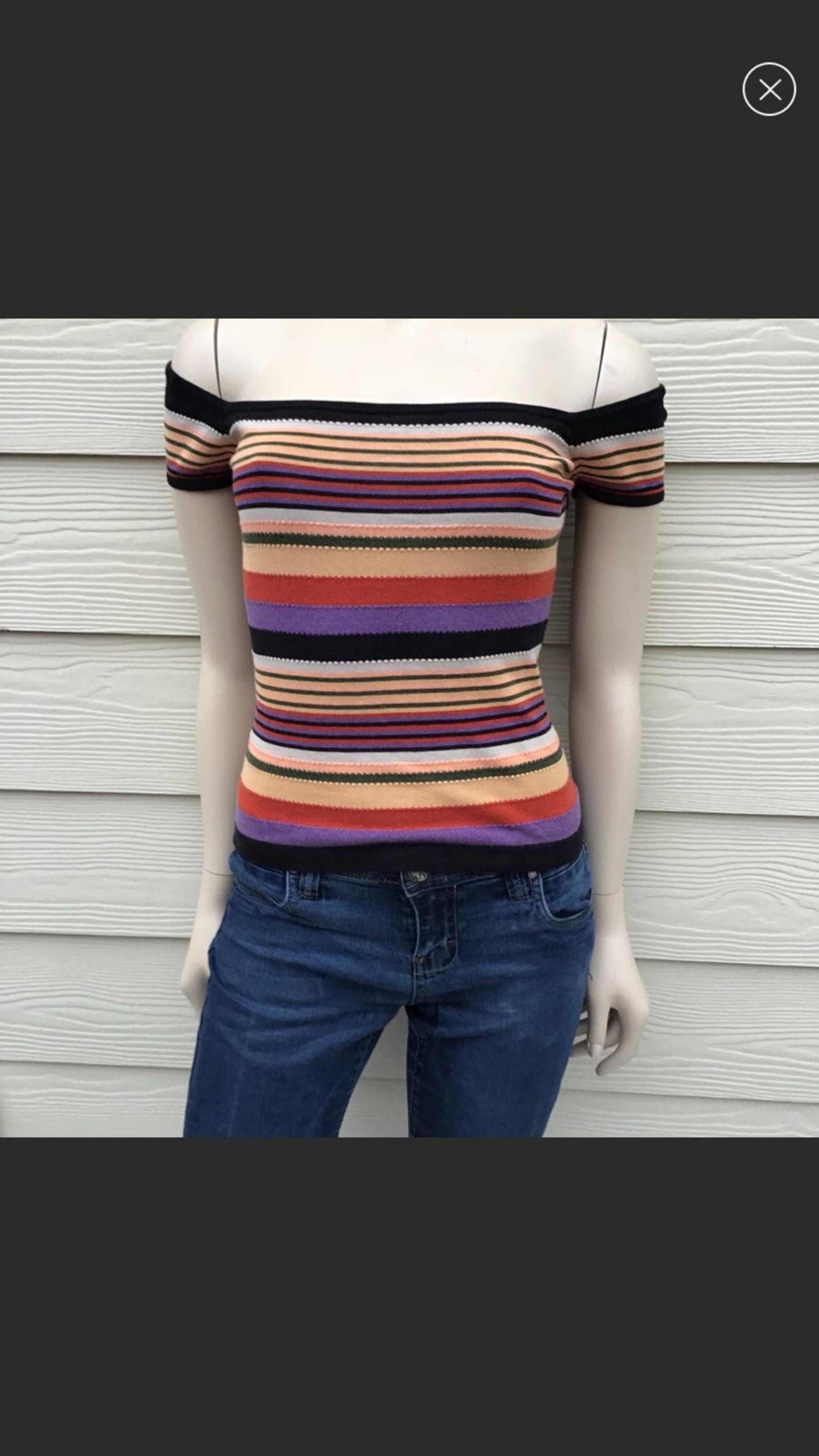 BCBG MaxAzria Off-shoulder Multi-stripe.