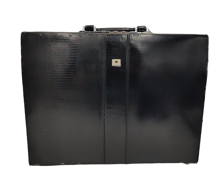 Abbyson Black Leather Animal Skin Imprinted Hard Body Briefcase