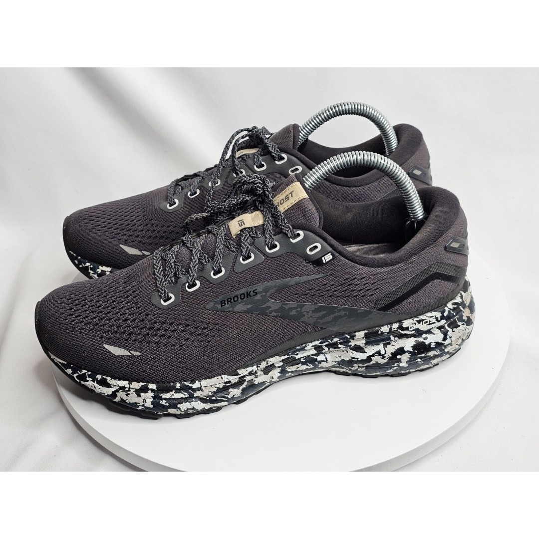 Brooks Ghost 15 Womens 9.5B Shoes Black Camo Sneaker Running Walking 1203801B004