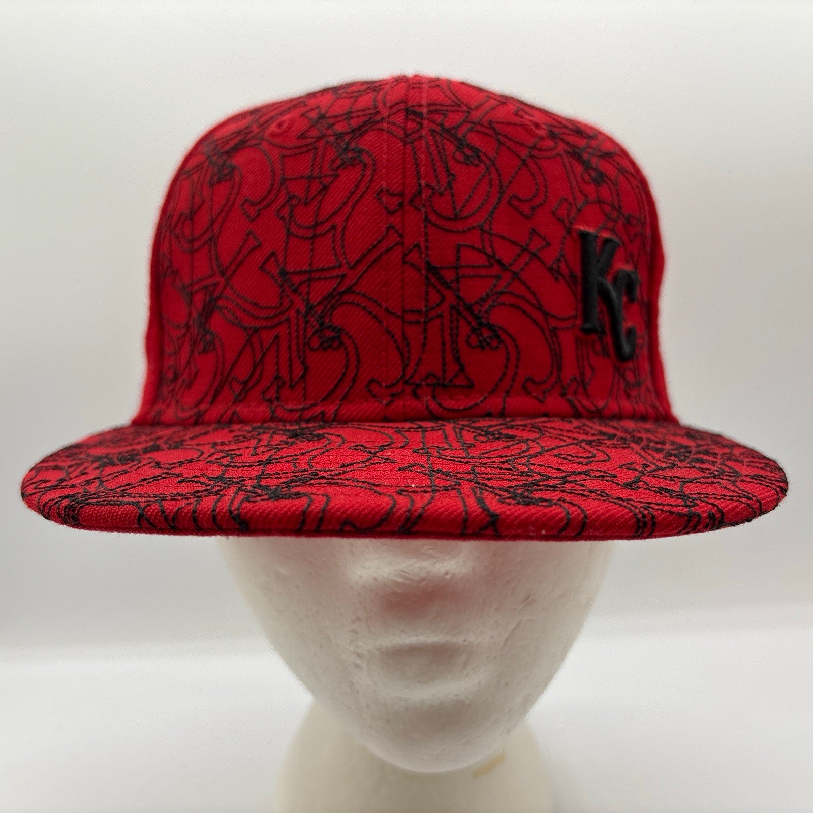 New Era 59FIFTY Kansas City Royals MLB Hat Size 7 Red Black Fitted Cap Rare