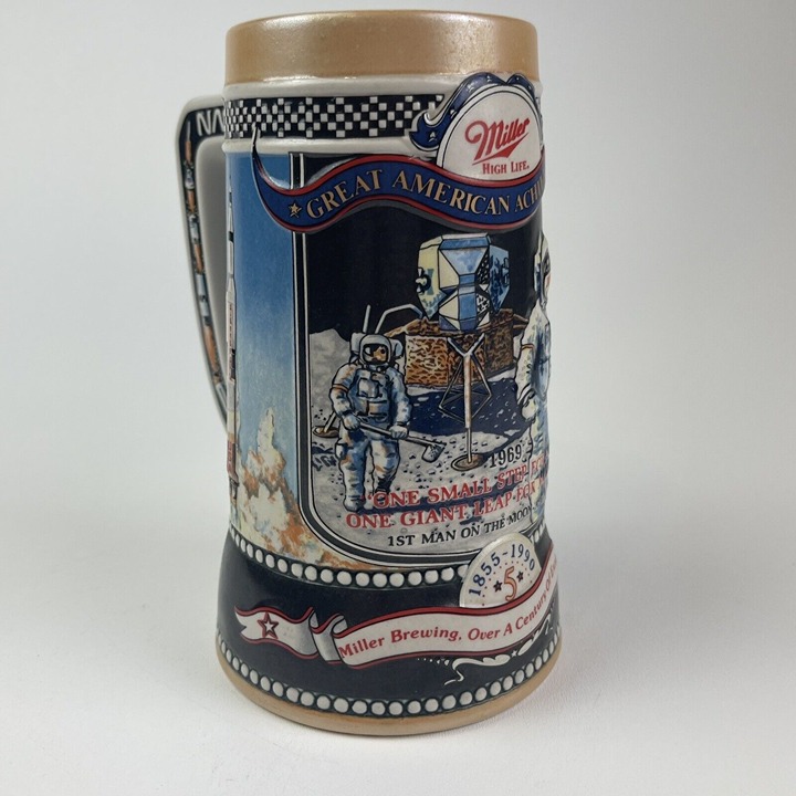 Vintage Miller High Life 1990 Great American Achievements Man on Moon Beer Stein