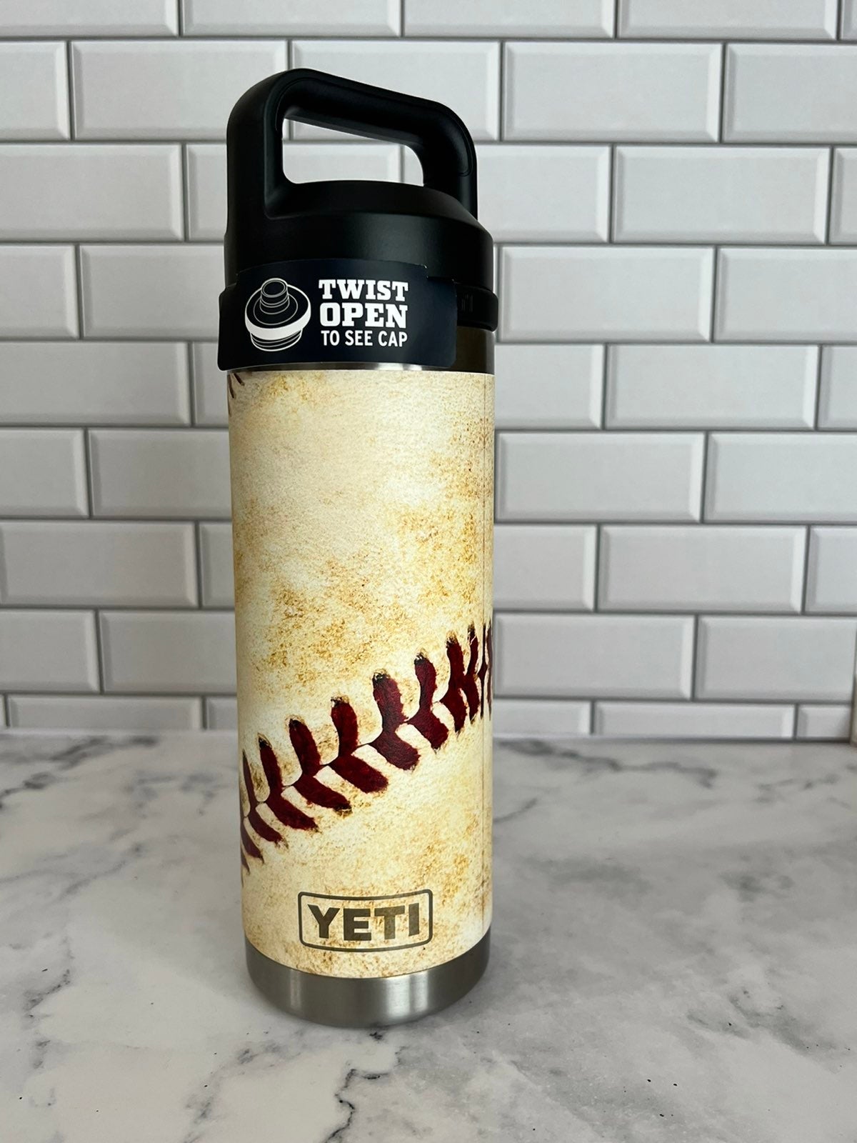 Yeti 18oz Bottle - UV Printed with a Baseball Design