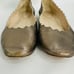 CHLOÉ Lauren Scalloped Metallic Leather Ballerina Flat In Gold size 38 / 7.5