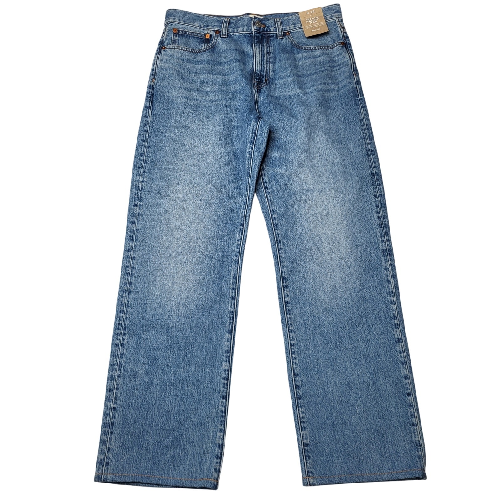 Madewell Rail Straight Jeans High Rise Waist Full Length Relaxed Medium Wash 28