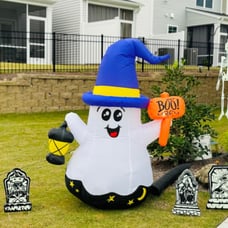 5 FT Halloween Inflatables Ghost Outdoor Decorations Blow Up Yard Cute Wizard