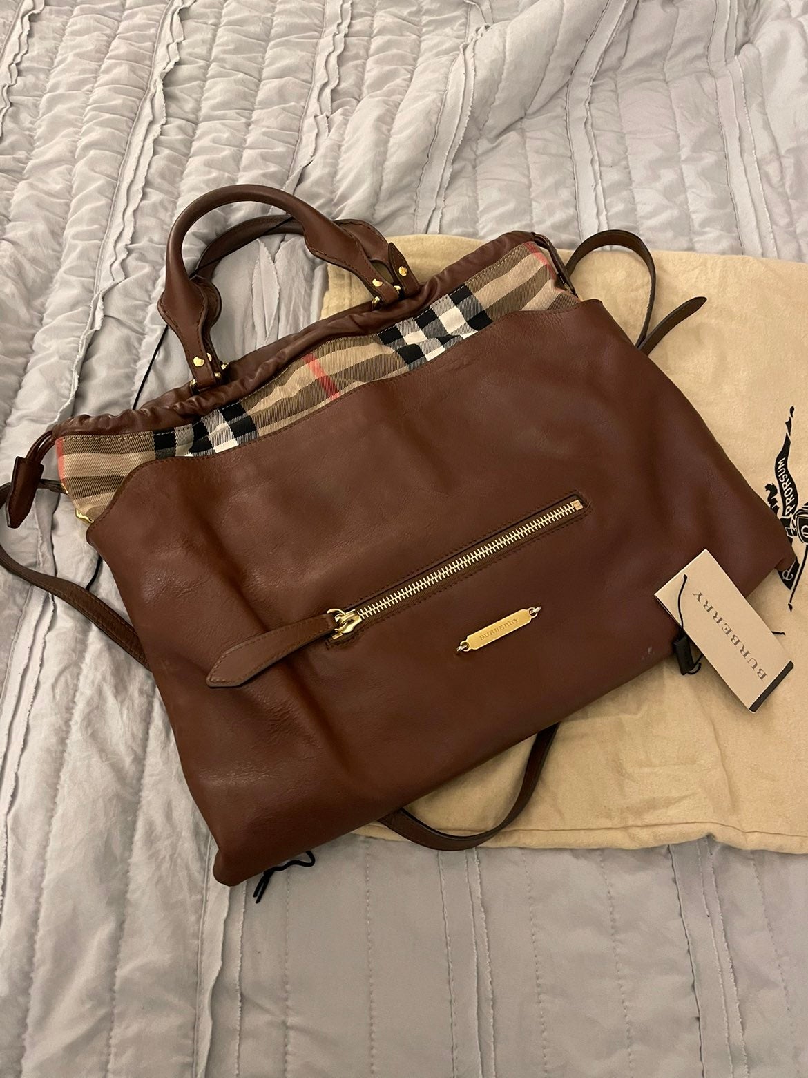 Burberry Brown Canvas, Leather Shoulder Bag
