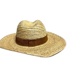 NWT GIGI Pip Hat Tan Straw Fedora Wide Brim w/ Black Band Women Sun Beach Resort