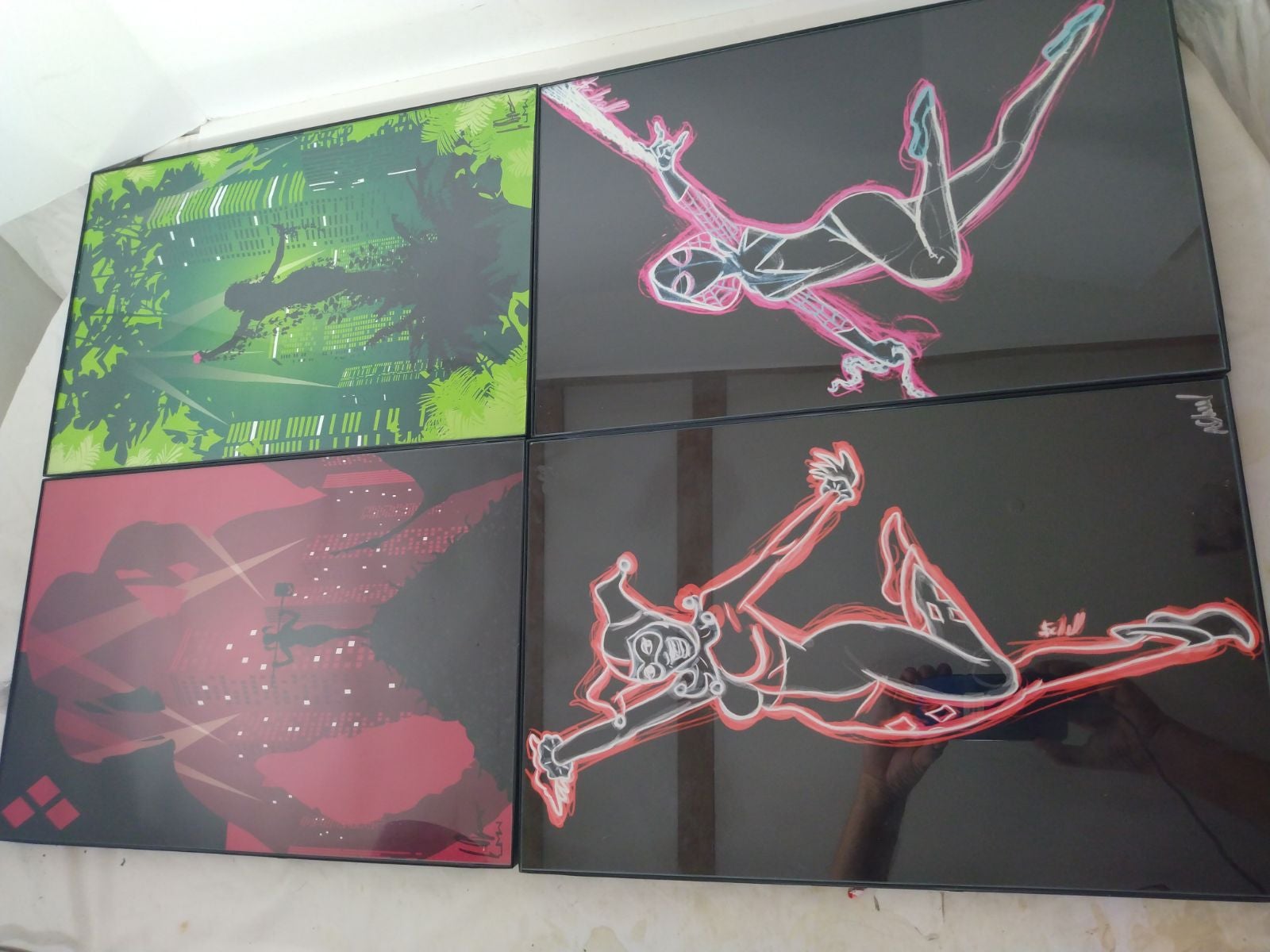 Lot 4 Signed Posters Prints Batman Rogue Harley Quinn Spider Gwen