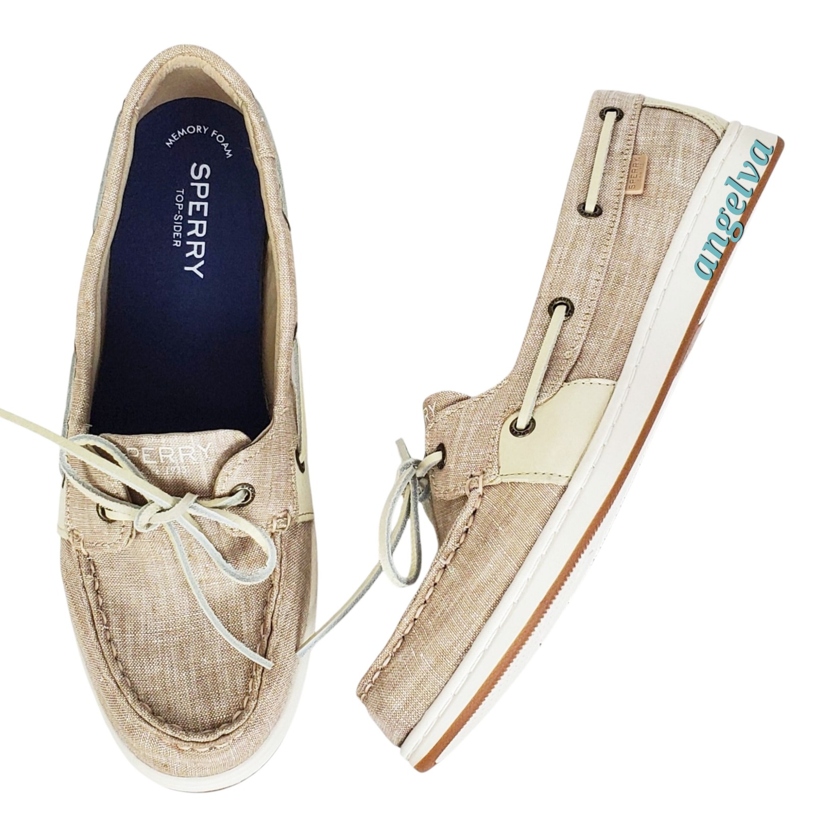 New Sperry coastfish 1 eye slip on loafers chambray tan casual coast career