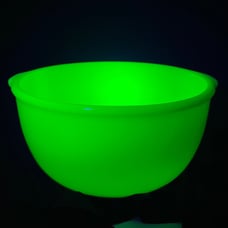 Jadite McKee Uranium Glass Mixing Bowl Double Handles 4.5 Tall x 9.13 Diameter
