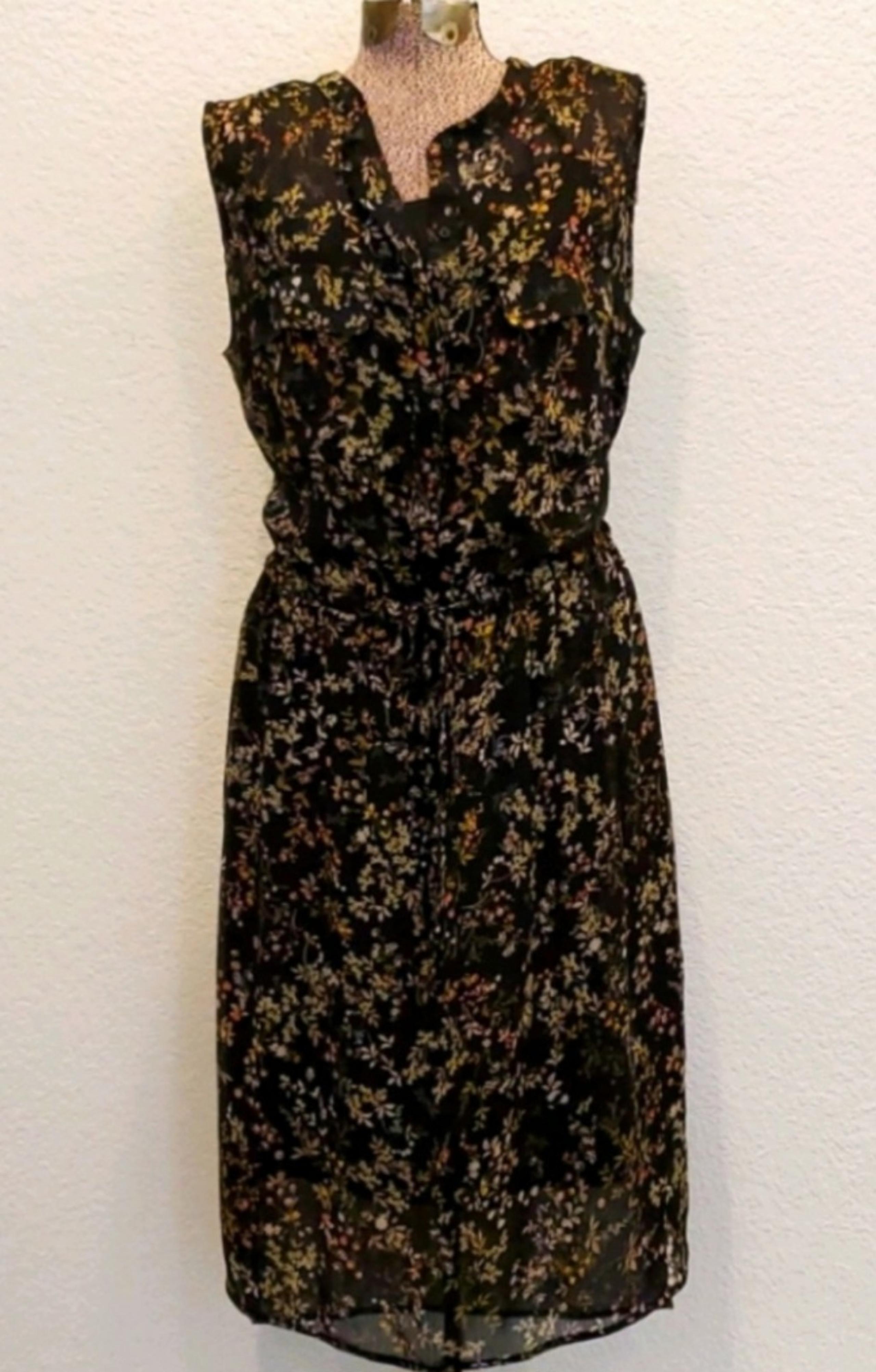 Merona Women's Black and  Green Floral Dress