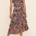 SUGAR + LIPS | Black Multicolor Floral Blair Ruffle Midi Skirt size 1X {NEW}